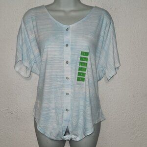 Zac & Rachel *** Button-front knit top Blue and white blend Large  NWT
